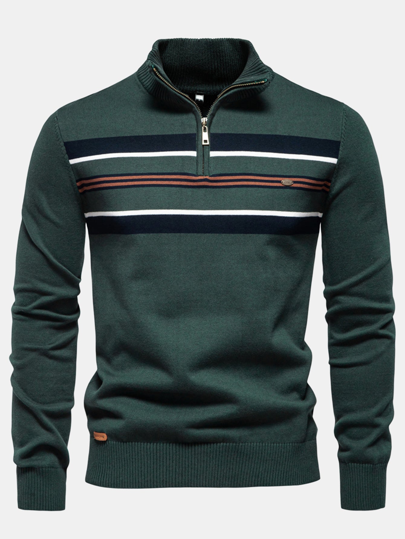 Pull Rayé avec Zip Quart