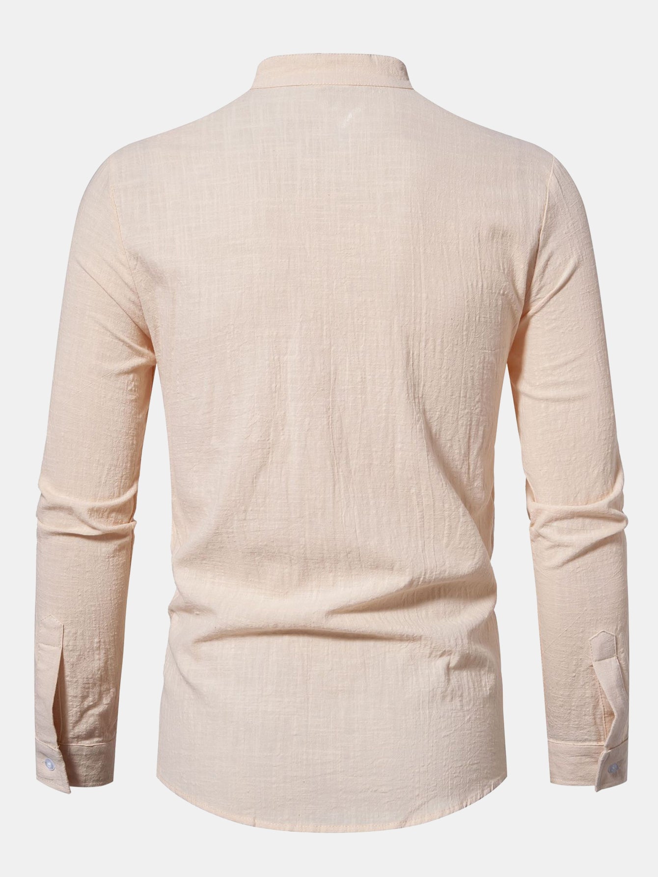 Chemise à Manches Longues avec Col Haut Look Lin
