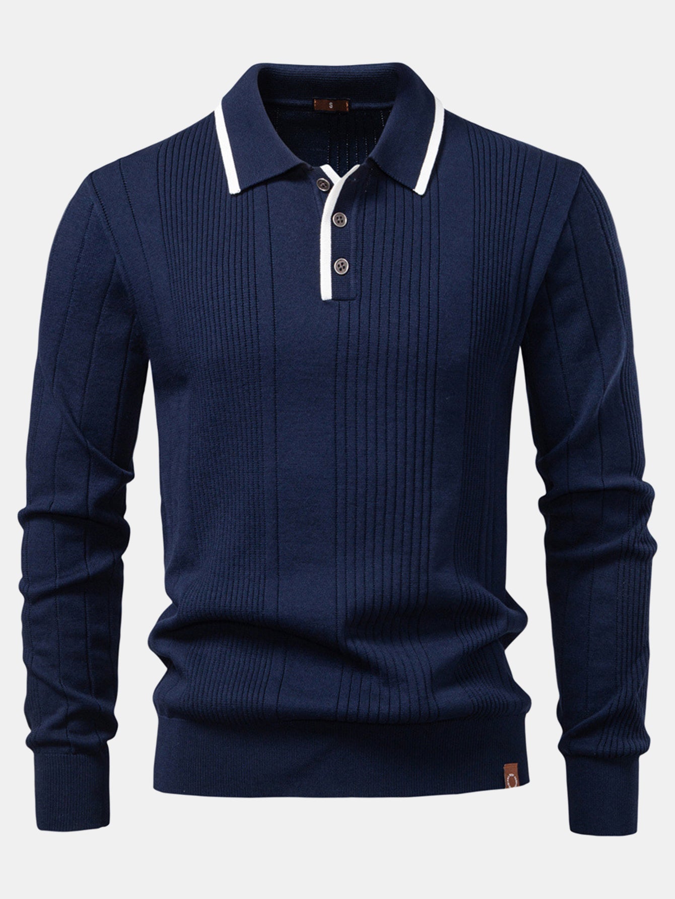 Polo à Manches Longues en Jacquard à Rayures
