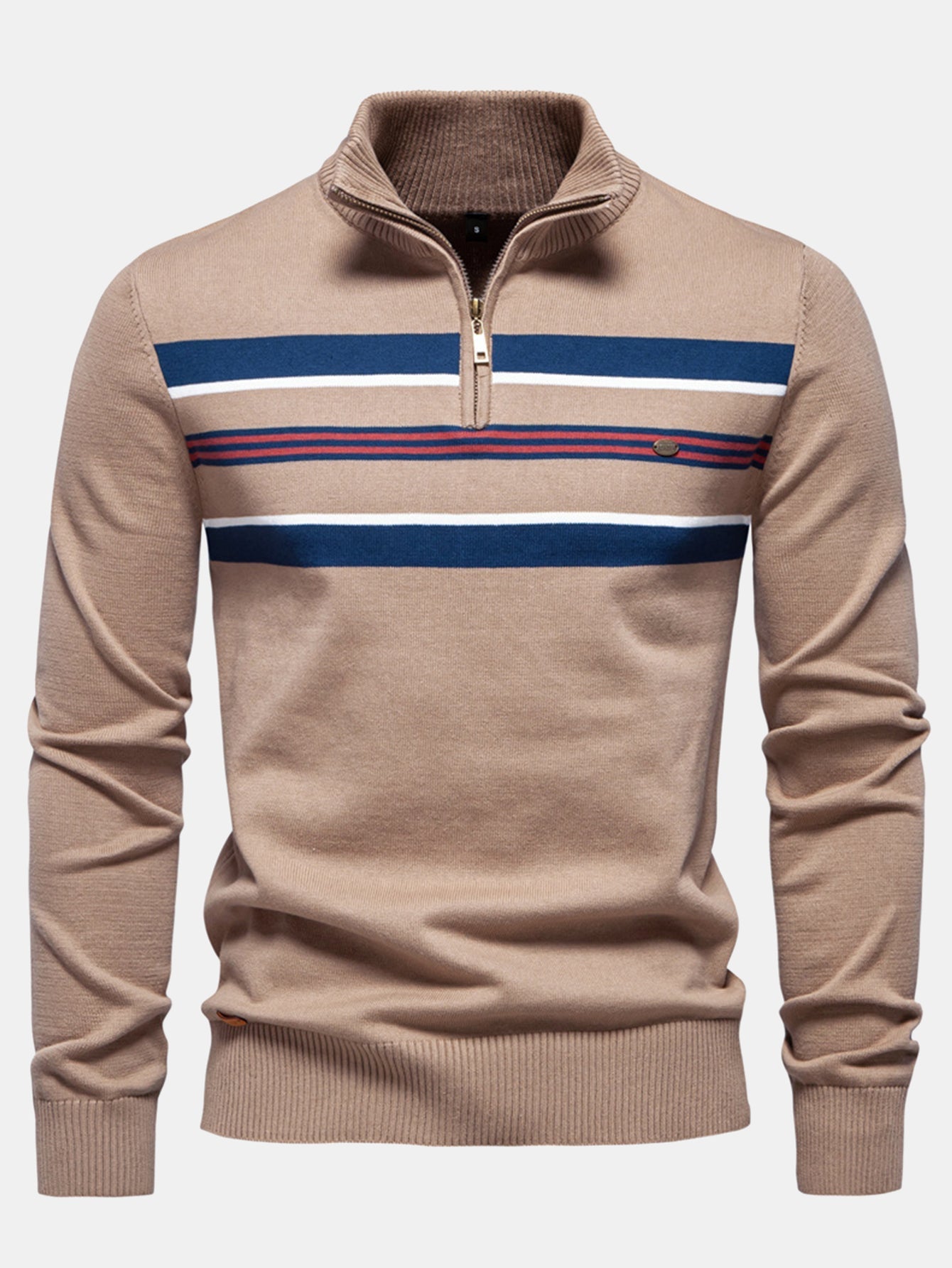 Pull Rayé avec Zip Quart