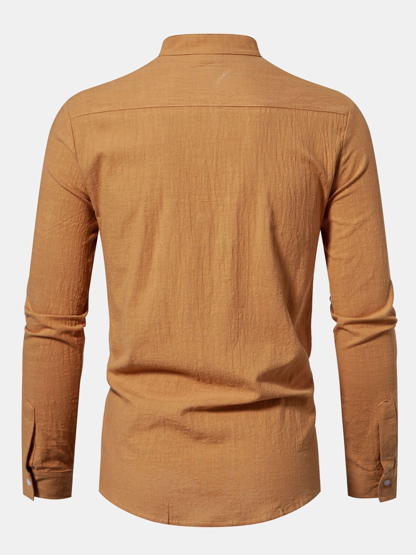 Chemise à Manches Longues avec Col Haut Look Lin