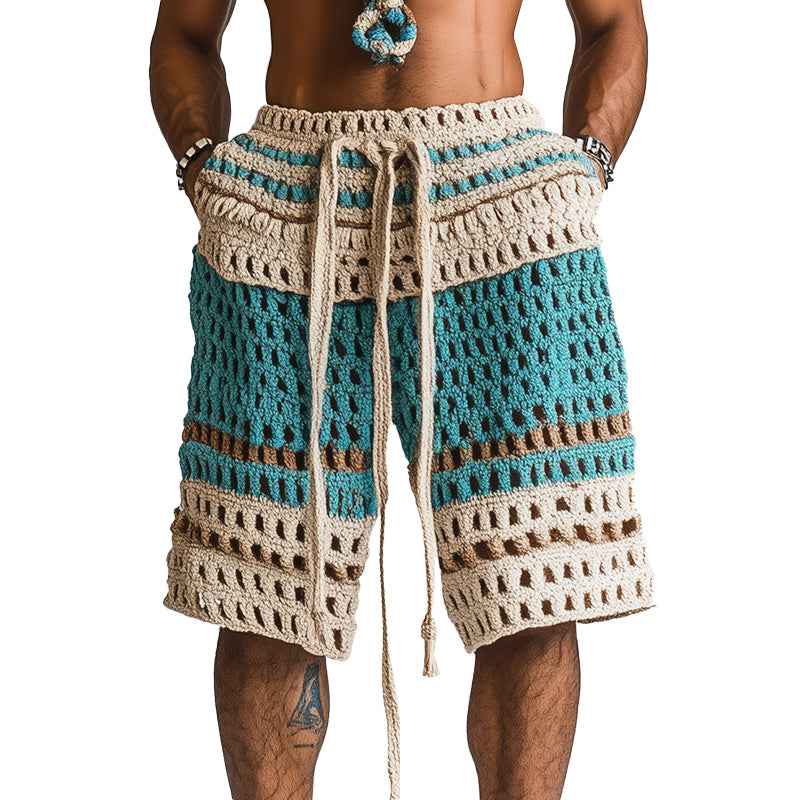 Shorts da spiaggia intrecciati da uomo per le vacanze.