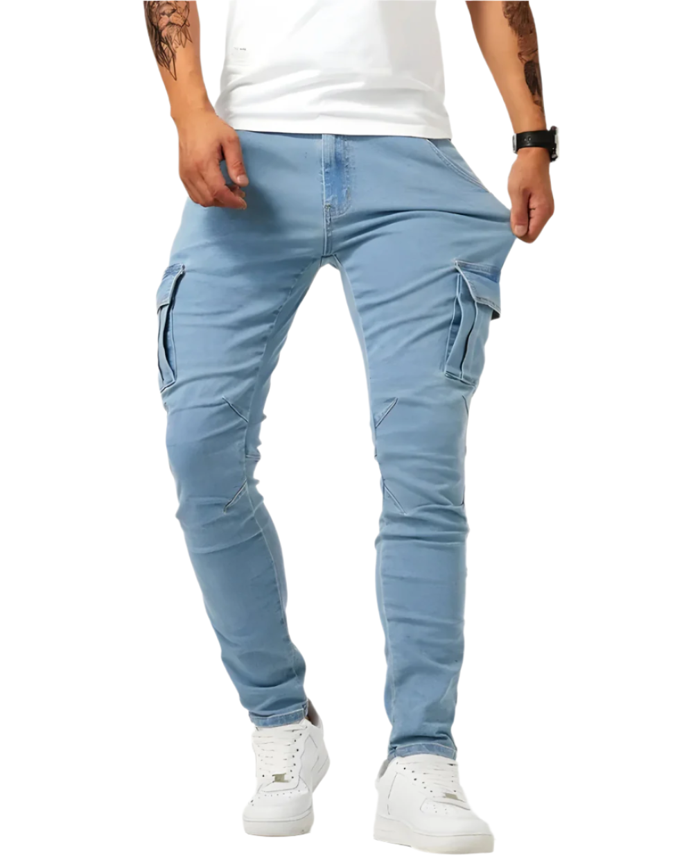 Pantaloni cargo elasticizzati Marino