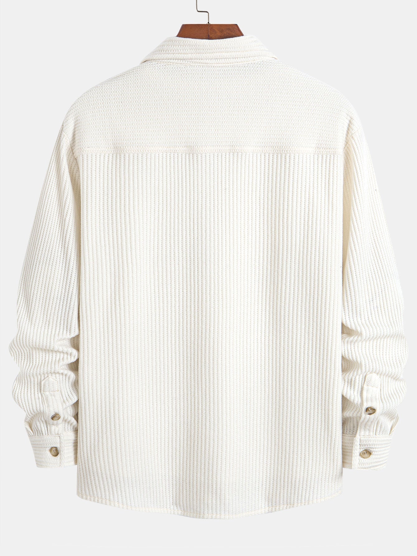 Chemise à Manches Longues en Waffle avec Boutons et Pantalons en Waffle Tissés avec Cordon
