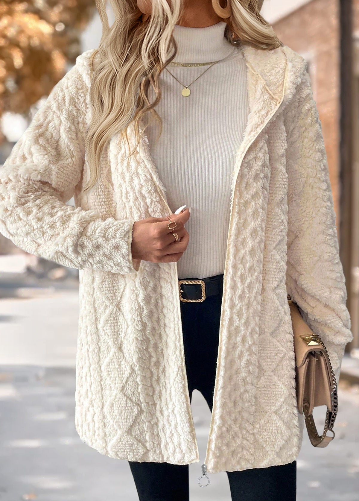 Manteau à capuche à manches longues et couverture du ventre