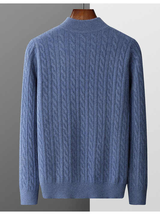 Mezza zip in cashmere tessuto Deneb