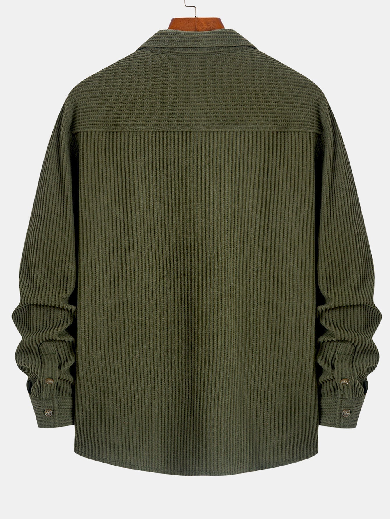 Chemise à Manches Longues en Waffle avec Boutons et Pantalons en Waffle Tissés avec Cordon