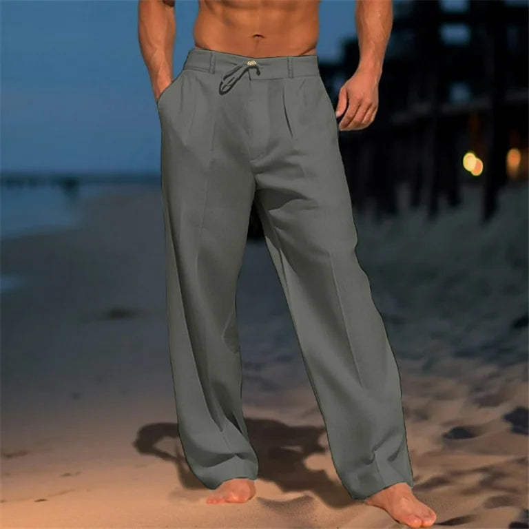 Nathan™ - Pantaloni in lino tinta unita