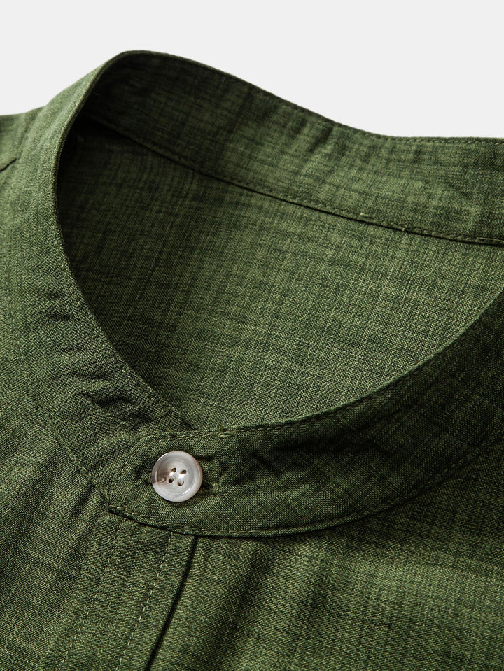 Camicia a collo corto e pantaloni in lino a gamba dritta – manica Stan